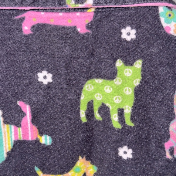 PJ Salvage Flannel Pajama Set in Gray with Multicolored Dog Silhouettes Wns L - Picture 6 of 15